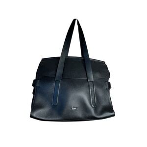 Reiss Large Chancery Leather Grab Bag Black Fold Over Tote
